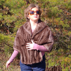 Vintage Mink Fur Wrap Brown One Size
